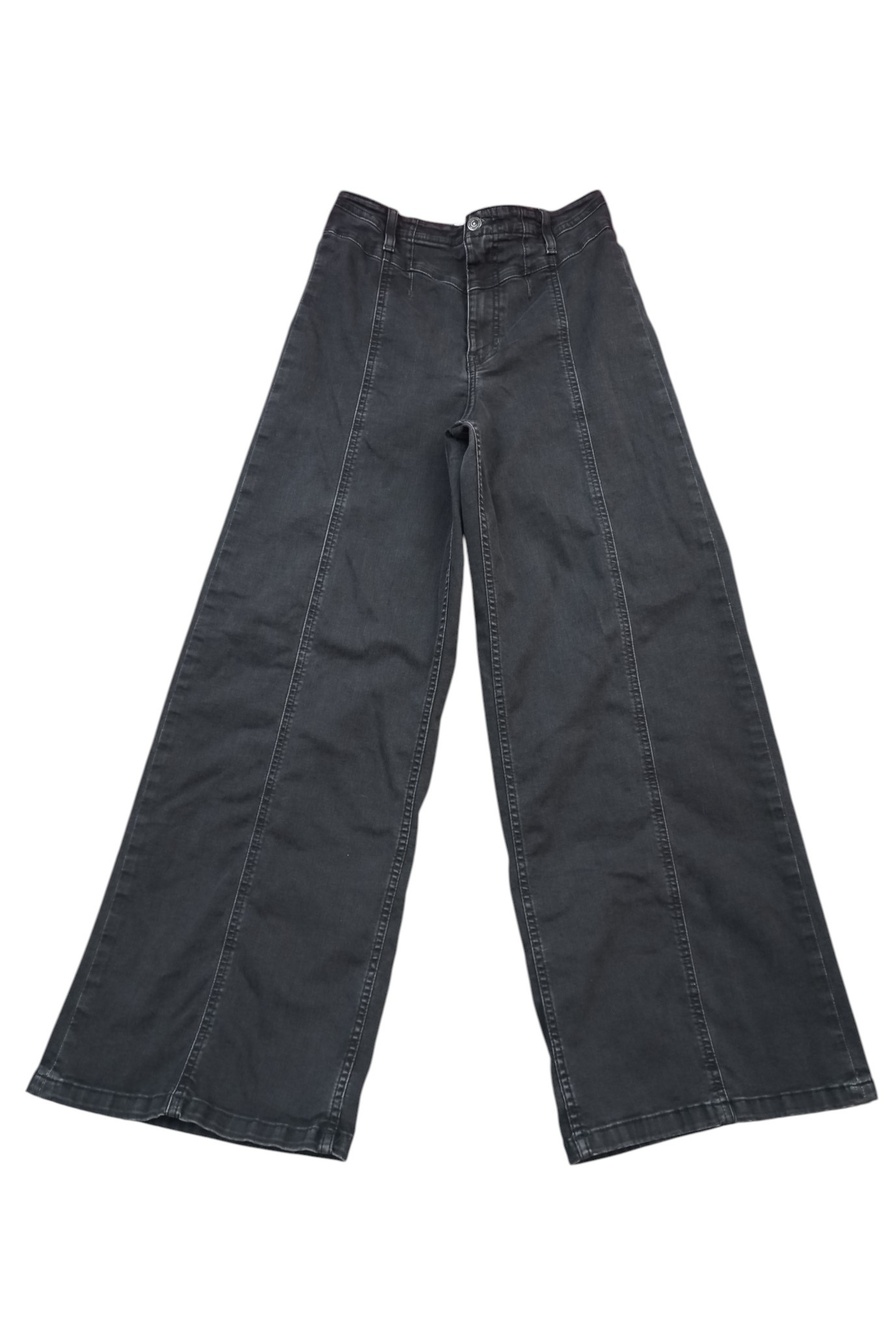 We The Free People Libre Wide Leg Denim Jeans Women 30 Black Cafe Noir High Rise
